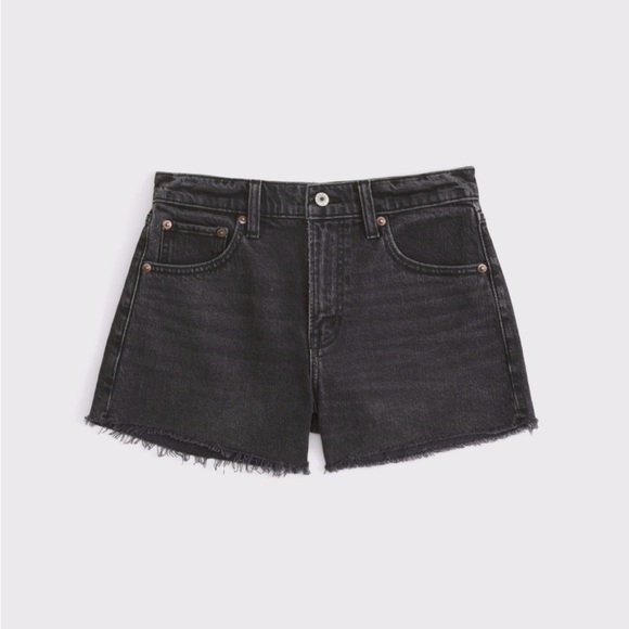 Abercrombie & Fitch Womens Black Denim High Rise 90’s Relaxed Cutoff Shorts 27/4 - Picture 2 of 6
